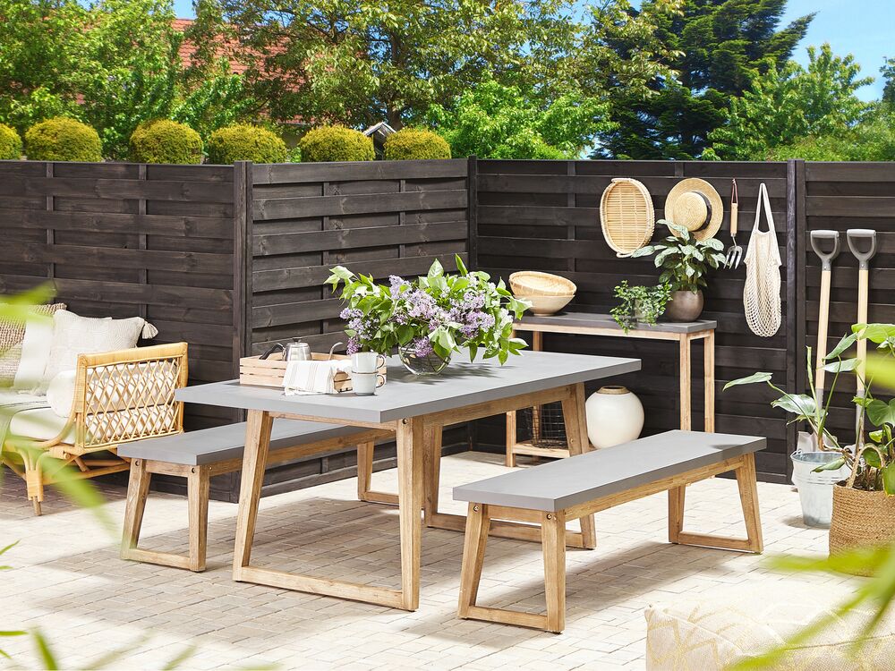 Garden Dining Table ORIA 180 cm 90 cm Concrete Grey