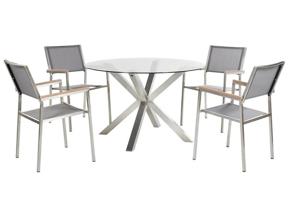 Gartenmöbel Set 4-Sitzer MALETTO/GROSSETO Edelstahl Silber