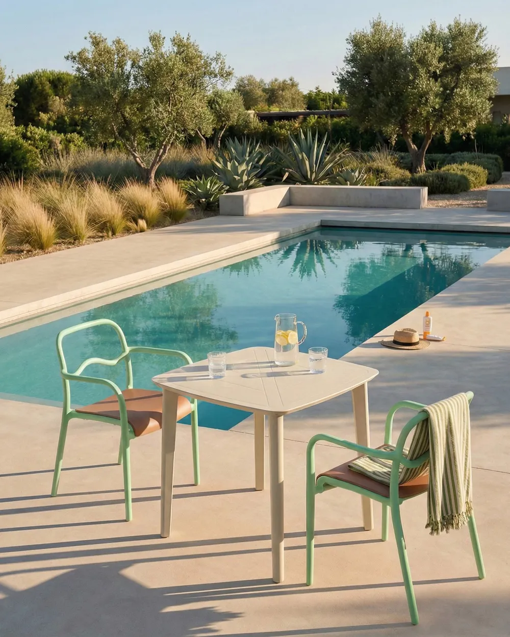 Gartenstuhl 2er Set THASOS Kunststoff Grün