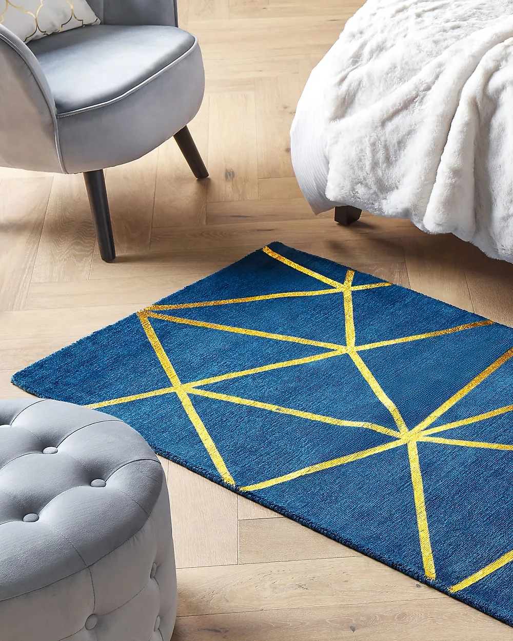 Rug HAVZA Blue 80 x 150 cm Viscose_1179412
