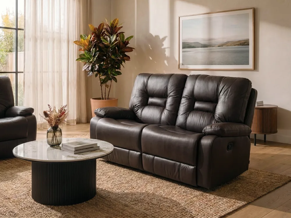 Sofa Set manuell verstellbar 6-Sitzer BERGEN Kunstleder Braun_1085294