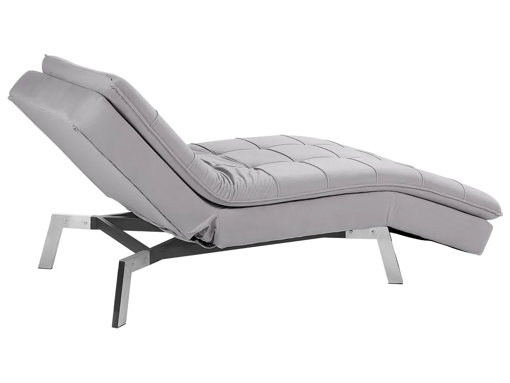 Chaiselongue LOIRET Samtstoff Hellgrau_776222