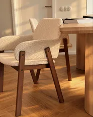 Set of 2 Dining Chairs ALBION Boucle Light Beige_1161720