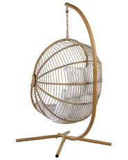Hanging Chair with Stand ACRI PE Rattan Beige_842595
