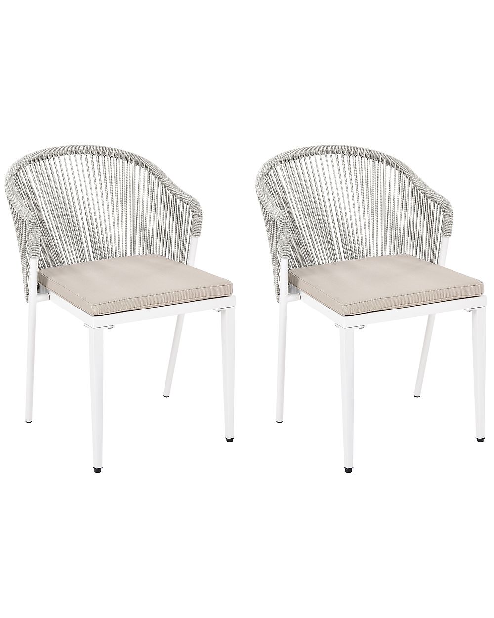 Set of 2 Garden Chairs with Cushions PARANEA Metal Off-White