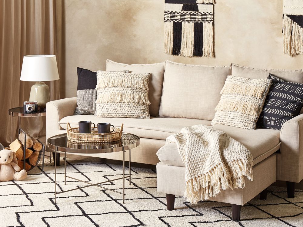 Dekokissen 2er Set IRESINE 45 x 45 cm Baumwolle Beige Geometrisches Muster