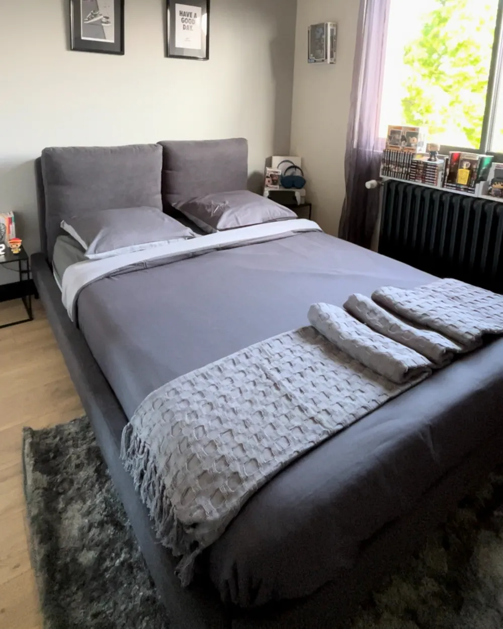 Bett mit Lattenrost Samtstoff MELLE 140 x 200 cm Dunkelgrau_991844