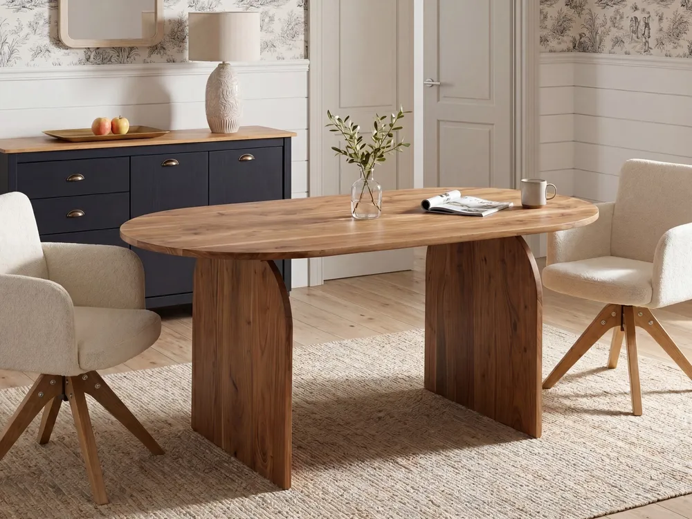 Dining Table SKYE Brown 90 cm 180 cm Acacia Wood_1087634