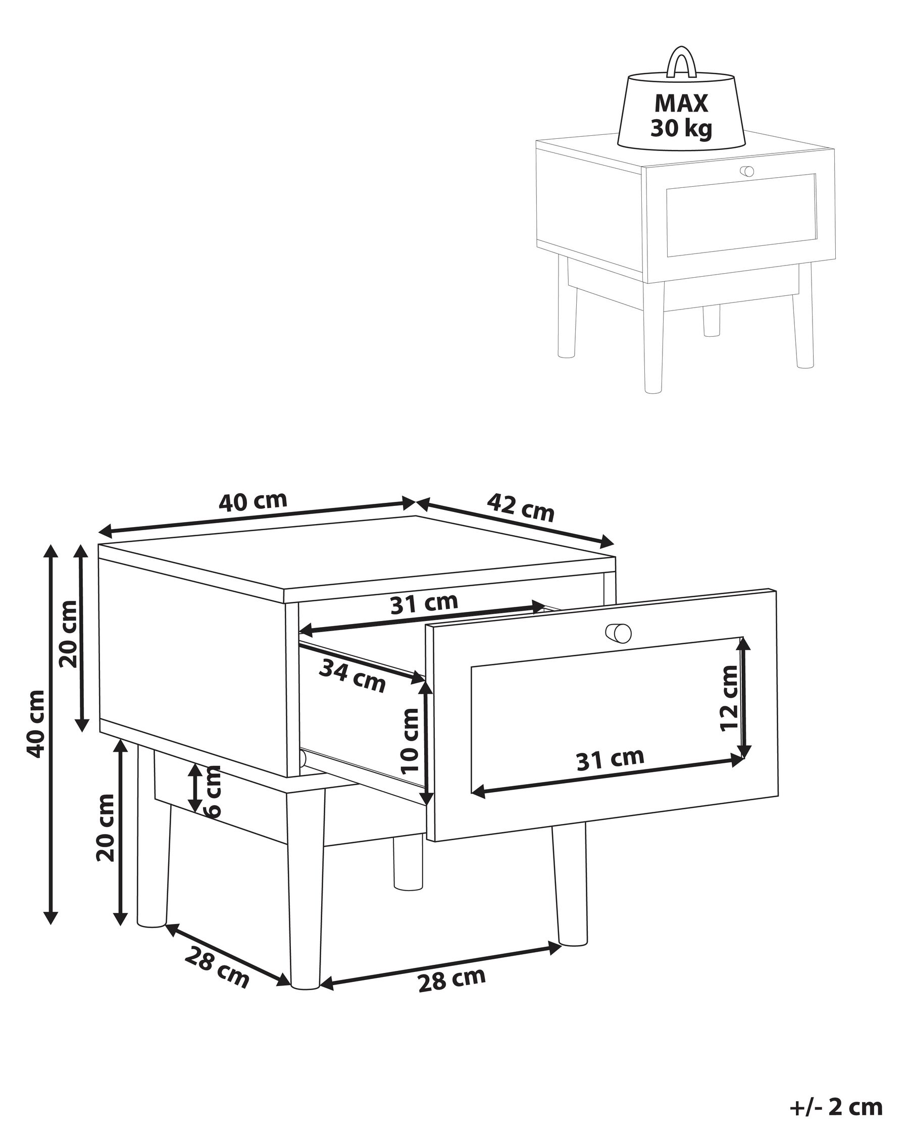1 Drawer Bedside Table NIVO Light Brown_933990