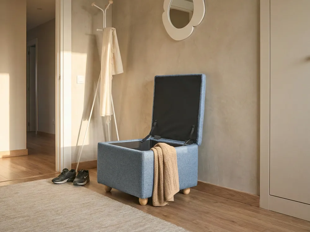 Pouf mit Stauraum FERNDALE Stoff Blau_1056236