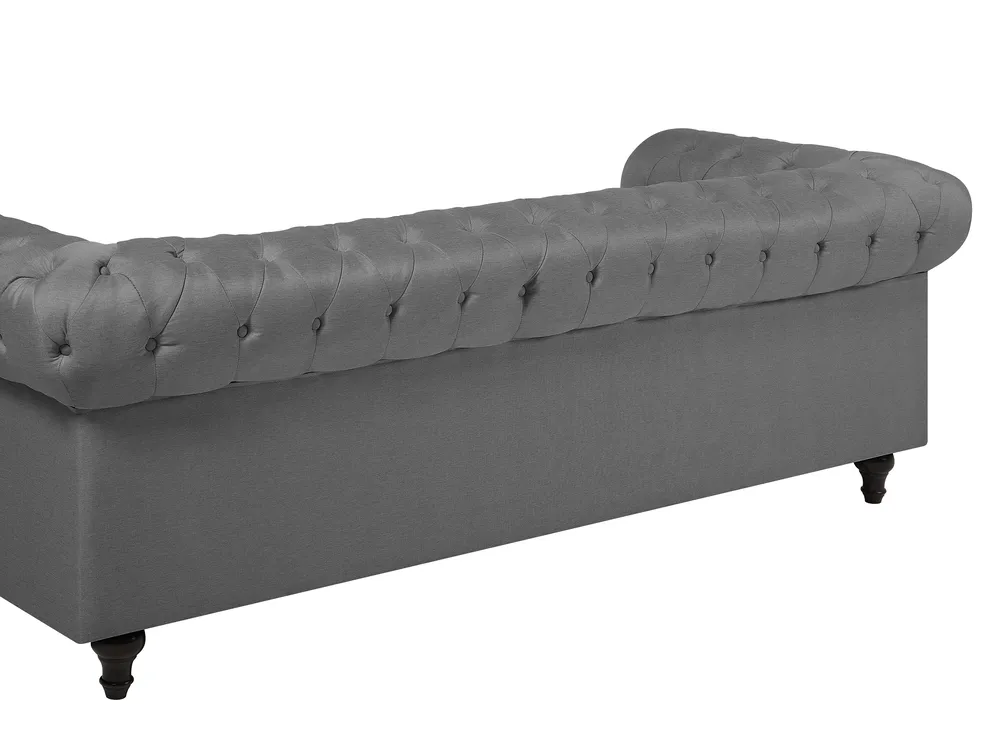 Sofa 3-Sitzer CHESTERFIELD Stoff Hellgrau_719591