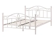Bett mit Lattenrost Metall ANTLIA 140 x 200 cm Hellbeige_1165275
