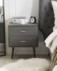 2 Drawer Bedside Table ESSONNE Faux Leather Grey_789018