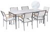 Gartenmöbel Set 6-Sitzer COSOLETO/GROSSETO Sicherheitsglas Marmor Optik Weißer Marmor