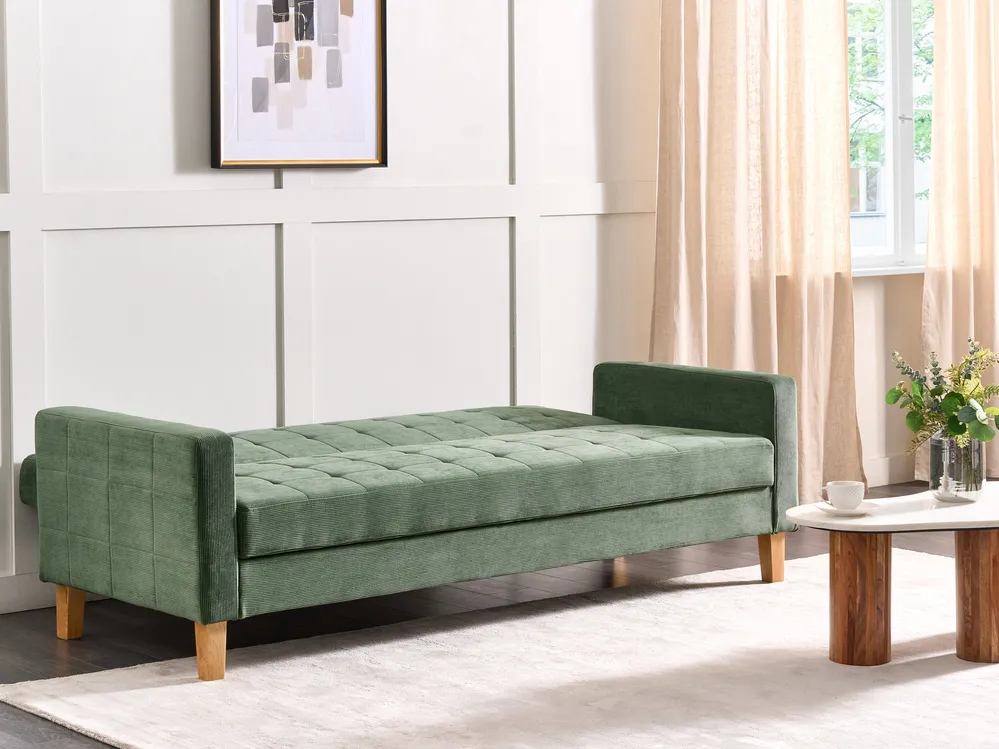 Schlafsofa 3-Sitzer VEHKOO Stoff Dunkelgrün_914631