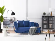 Linksseitige Chaiselongue MERI mit Stauraum Samtstoff Marineblau_914256