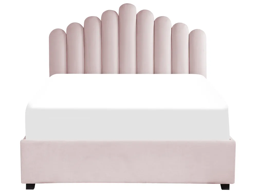 Bett mit Stauraum VINCENNES Samtstoff Pastellrosa 140 x 200 cm_837323