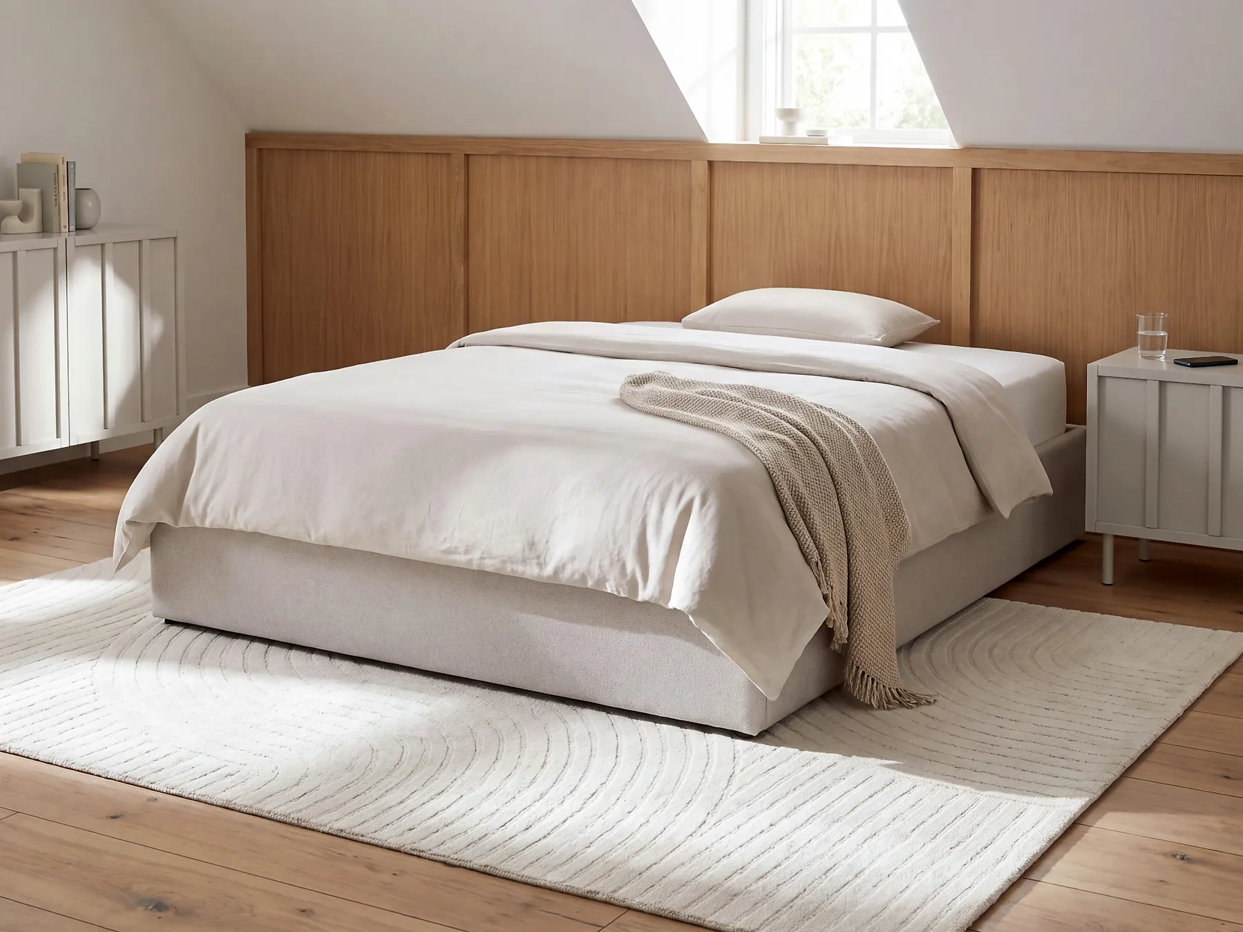 Ottoman Bed without Headboard DINAN Fabric Light Grey 120 x 200 cm (EU Small Double)_1188184