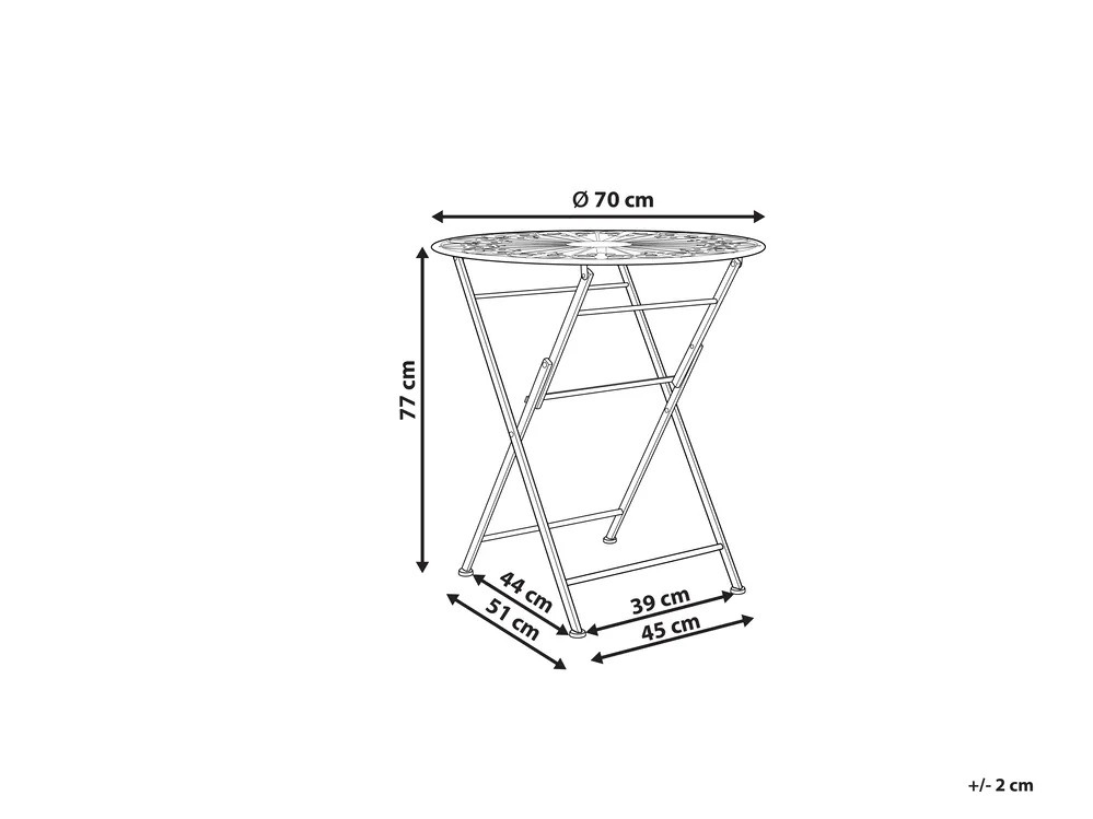Outdoor Bistrotisch SCAFA 70 cm 70 cm Metall Weiß_856096