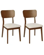 Set of 2 Dining Chairs MINIER Wood Dark Brown/ Beige_926523