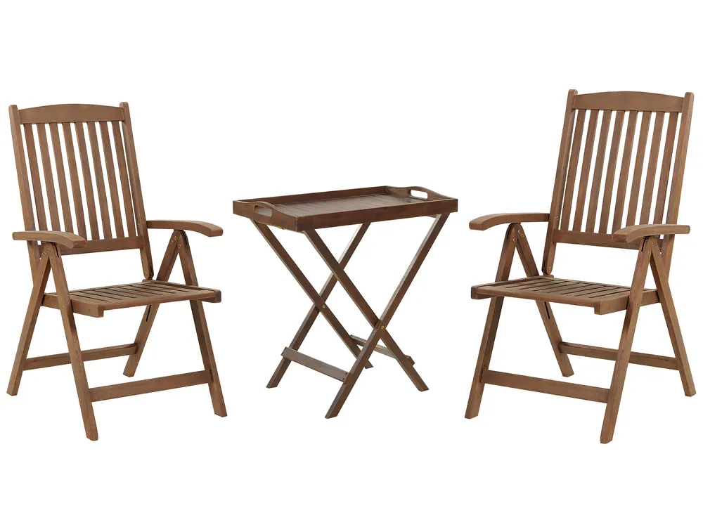 Bistro Set klappbar AMANTEA Akazienholz Dunkelbraun