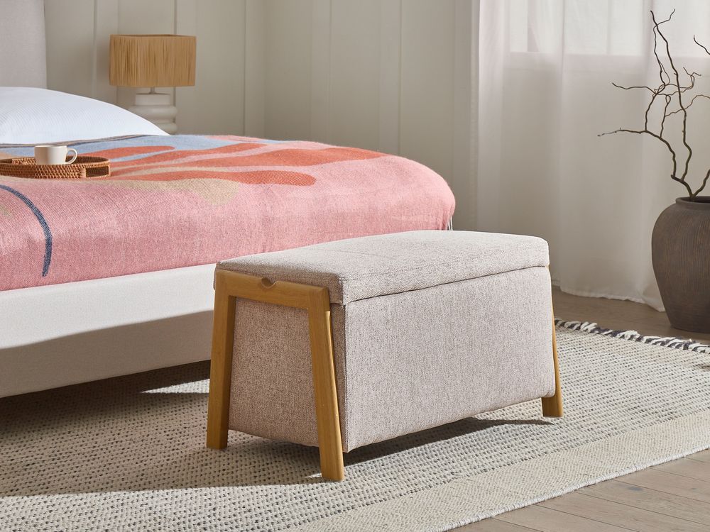 Upholstered Storage Bench EDLAND Fabric Beige