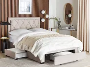 Bett mit Schubladen LIEVIN Samtstoff Beige 140 x 200 cm_858020