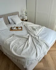 Kuscheldecke AMPARA Baumwolle 150 x 200 cm Cremeweiß_978747