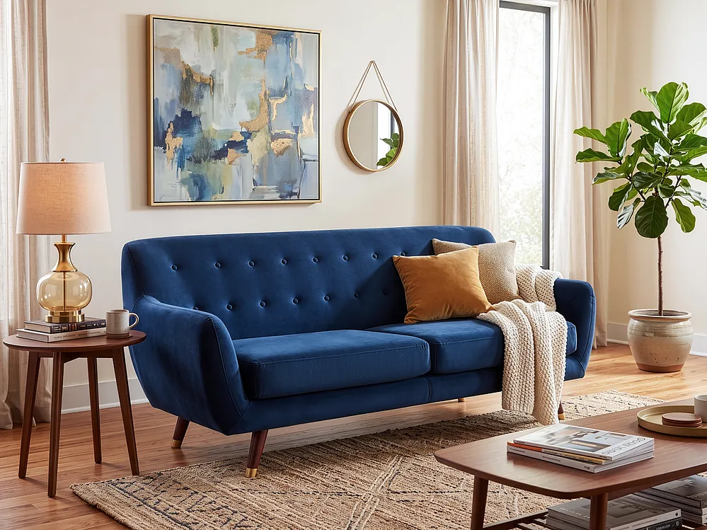 Sofa 3-Sitzer BODO Samtstoff Marineblau_1150863