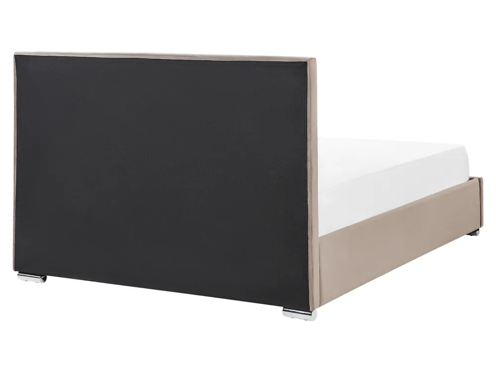Postelja s prostorom za shranjevanje ROUEN Žamet Siva bež barva 160 x 200 cm_843843