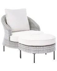 Gartensessel mit Ottomane ARCILLE Polyrattan Grau_1082776