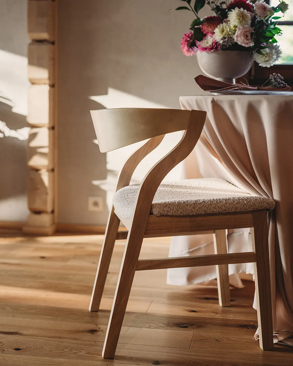 Set of 2 Dining Chairs MAROA Wood Light Beige_940255
