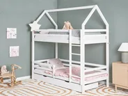 Hochbett mit Schubladen Haus Kiefernholz GIRGOLS 90 x 200 cm mit Stauraum Weiß_1082527