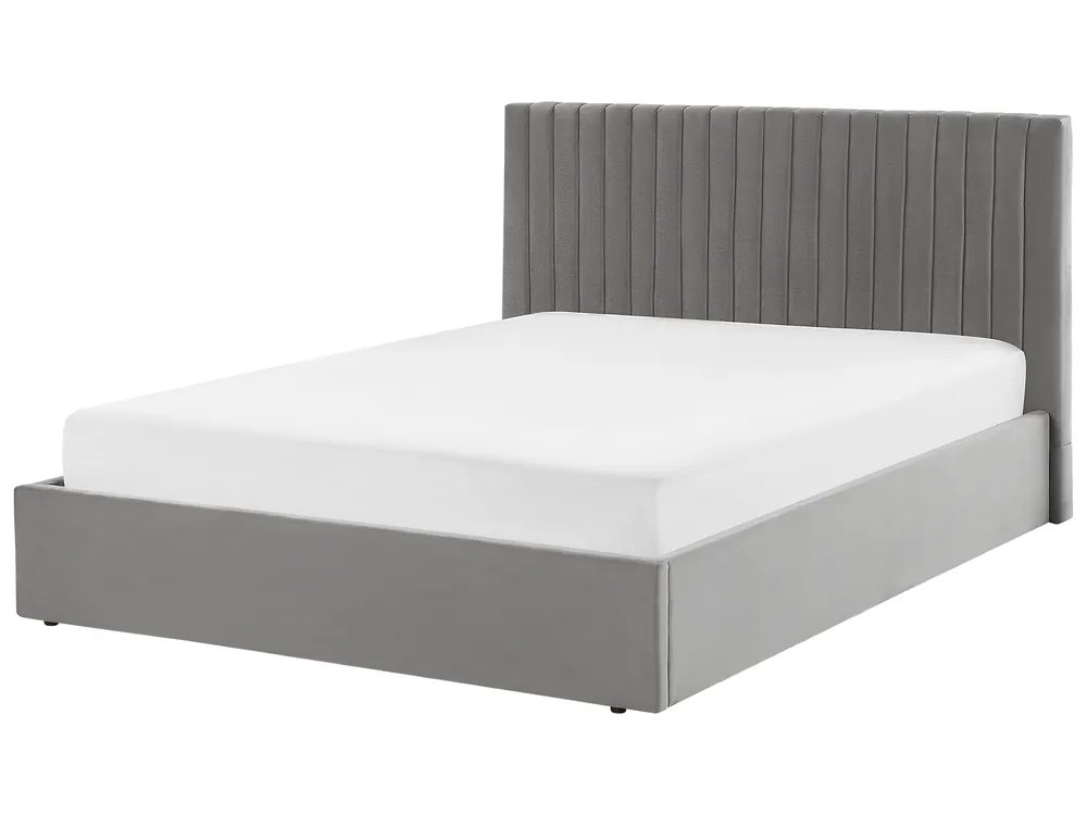Bett mit Stauraum VION Samtstoff Grau 160 x 200 cm_826752