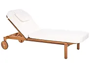 Sonnenliege mit Kissen LATERZA  mit Relaxfunktion zertifiziertes Akazienholz Weiß_1165851