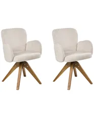 Esszimmerstuhl 2er Set drehbar JEAN Stoff Hellbeige_1037982