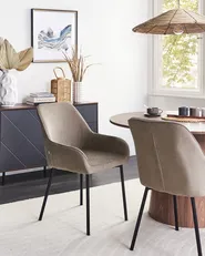 Set of 2 Dining Chairs LOVERNA Corduroy Beige_963156
