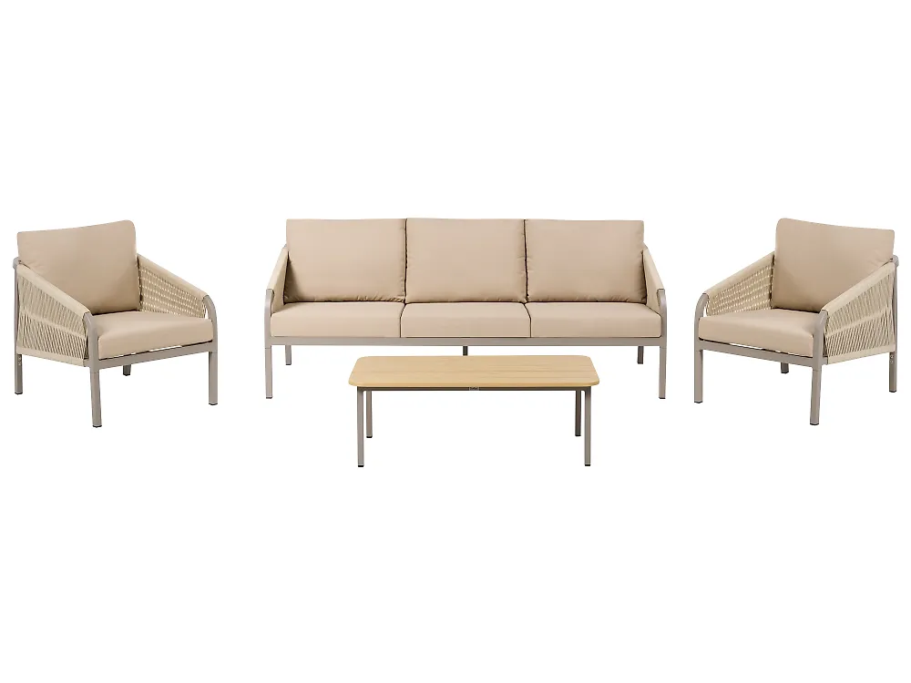 Lounge Set mit Tisch 5-Sitzer MURATO Metall Beige
