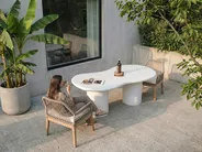 Gartentisch SIRMIONE 200 cm 110 cm Terrazzo Optik Weiß_1052917