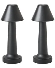 Kabellose LED Tischlampe 2er Set JOANES mit Dimmer Metall Schwarz_940396