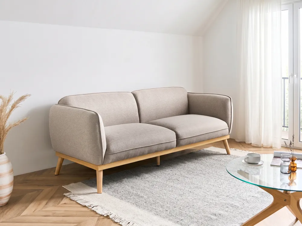 Sofa 3-Sitzer LJUNG Stoff Hellbraun
