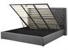 Bett mit Stauraum LUBBON Samtstoff Grau 180 x 200 cm