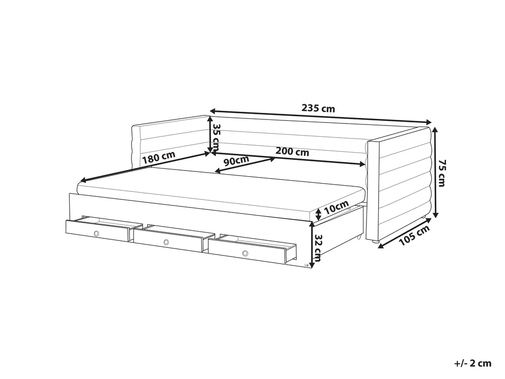 Tagesbett mit Stauraum Samtstoff MEUDON 90 x 200 cm Grau_1022106