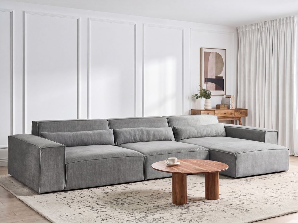 Modul Ecksofa 4-Sitzer HELLNAR Stoff Grau linksseitig