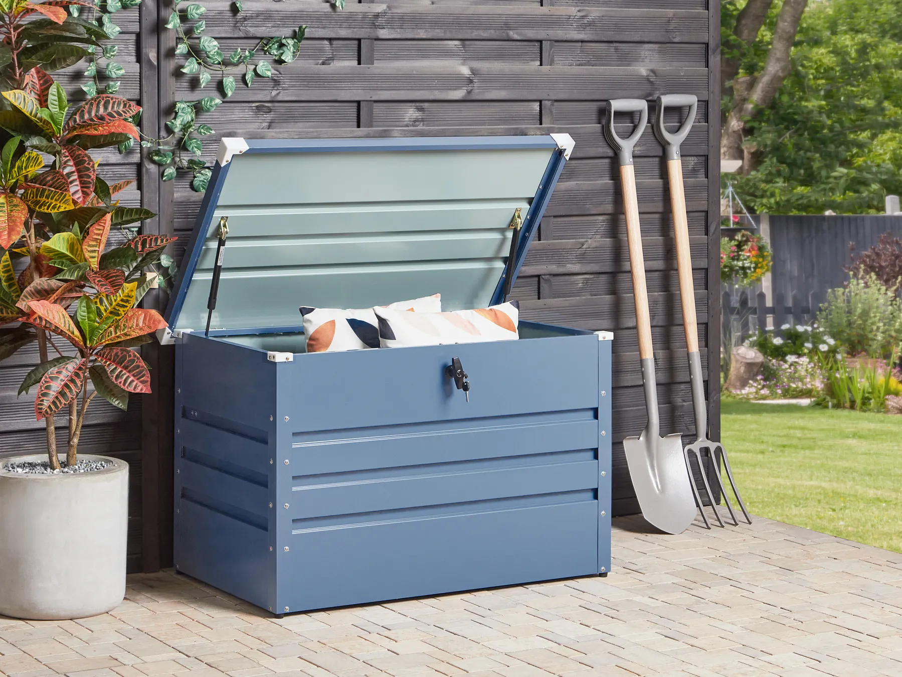 Aufbewahrungsbox CEBROSA 100 cm 62 cm Metall Blau_944730