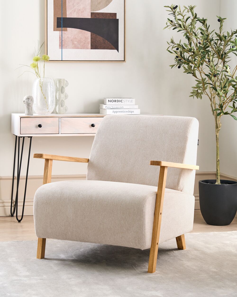 Fauteuil LESJA Stof Lichtbeige