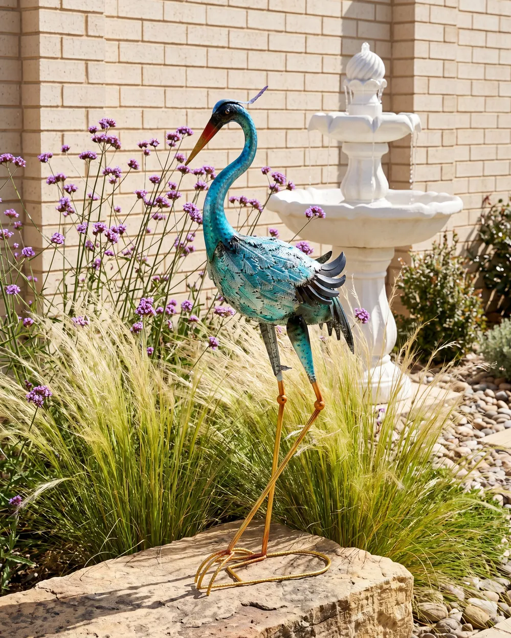 Gartenskulptur IFUGAO Kranich Blau