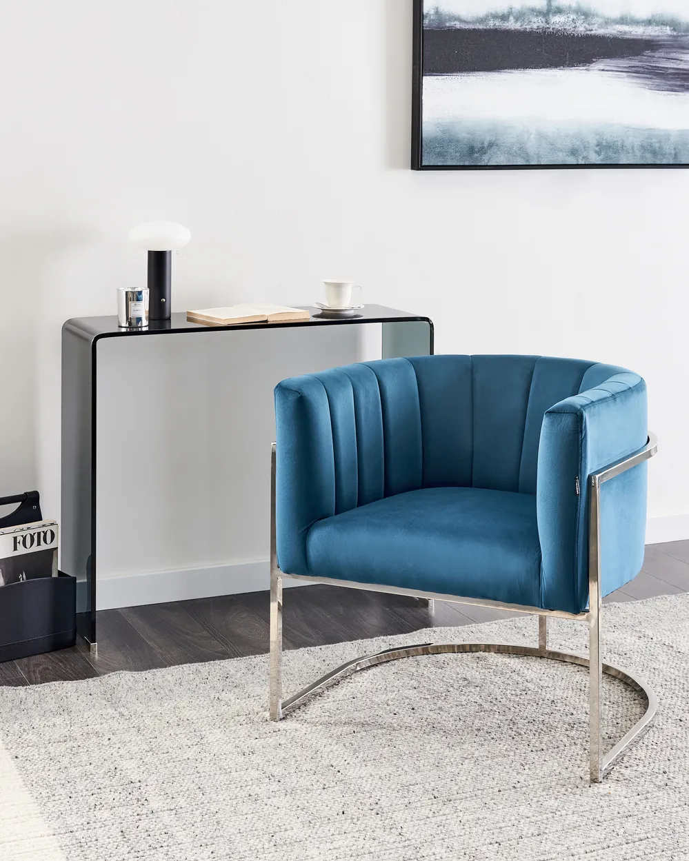 Sessel LARVIK Samtstoff Blau