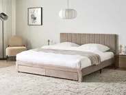 Bed with Storage Drawers LONZAC Velvet Taupe 180 x 200 cm (EU Super King)_1014855