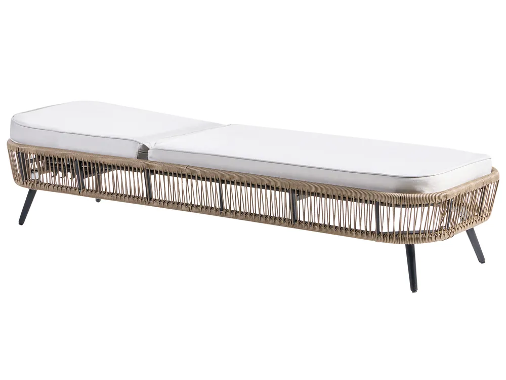 Sonnenliege mit Kissen ZERI Polyrattan Hellbeige_1055775